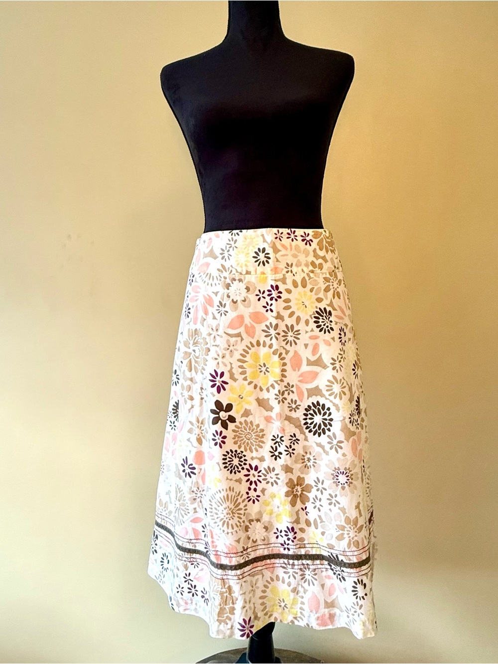 100% Cotton Floral Summer Skirt Lined Women’s Size 12 Boho Casual Comfortable